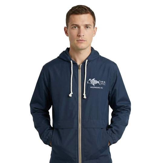 Navy Classic Dogtooth Logo Rain Jacket