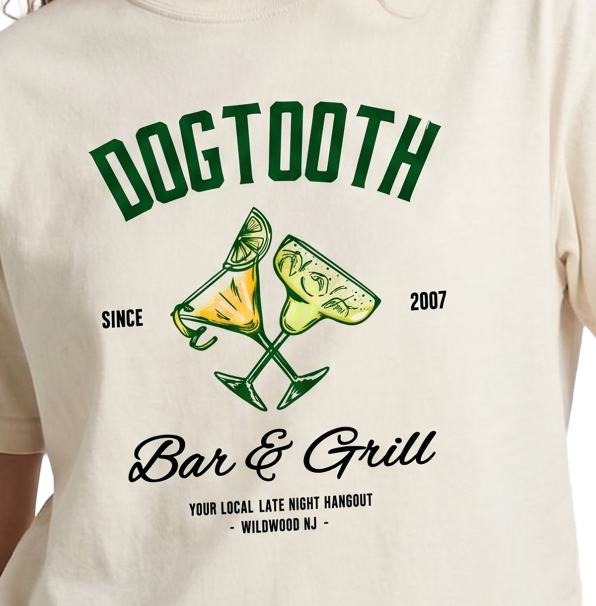 Cream Dogtooth Bar & Grill Tee (Cocktail Edition)